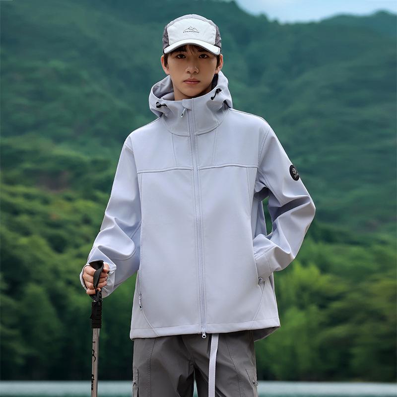 Unisex Windproof Water-Repellent Softshell Jacket: Spring/Autumn Lightweight Outerwear with Custom Logo