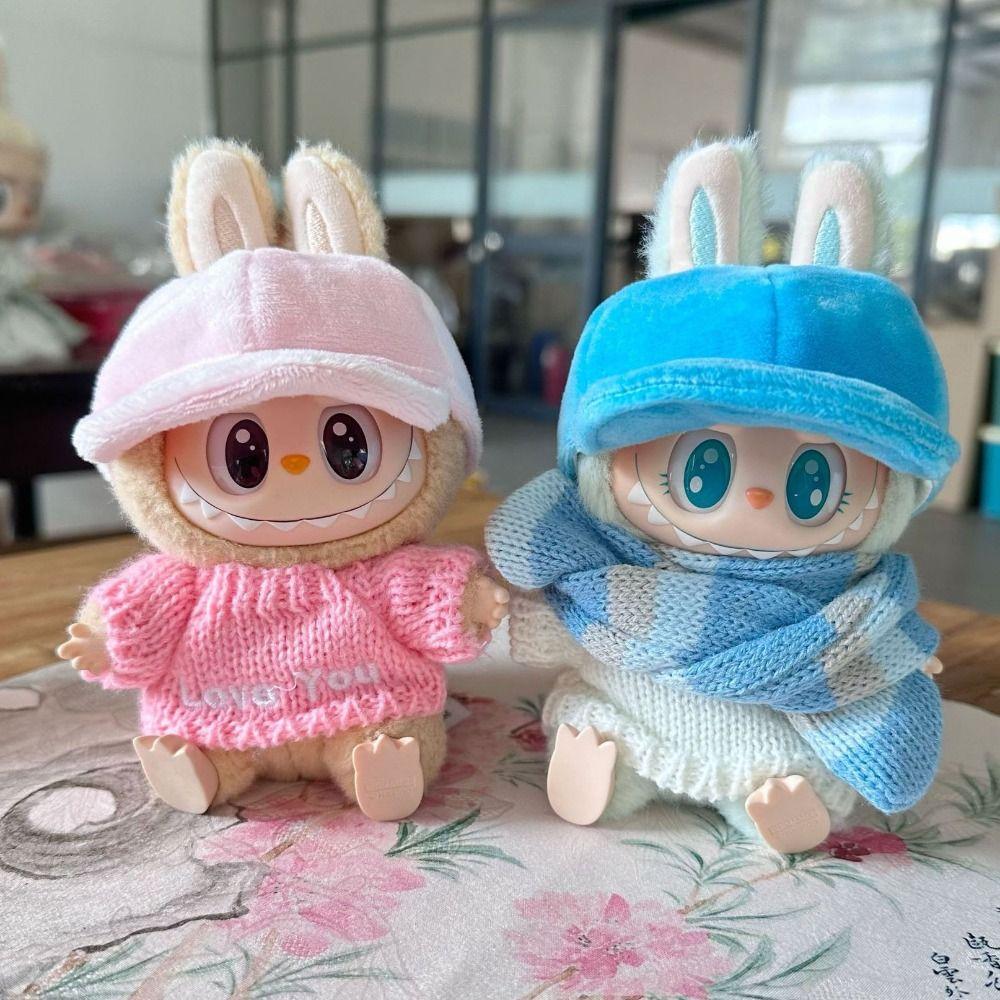 

1 set Doll Scarf Labubu Plush Doll Outfit Sweater Mini Cotton Doll s Baseball Cap Kids Girls Toys Style 2
