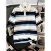 Casual Striped Short-sleeve Polo Shirt, Comfortable and Versatile for Daily Wear.