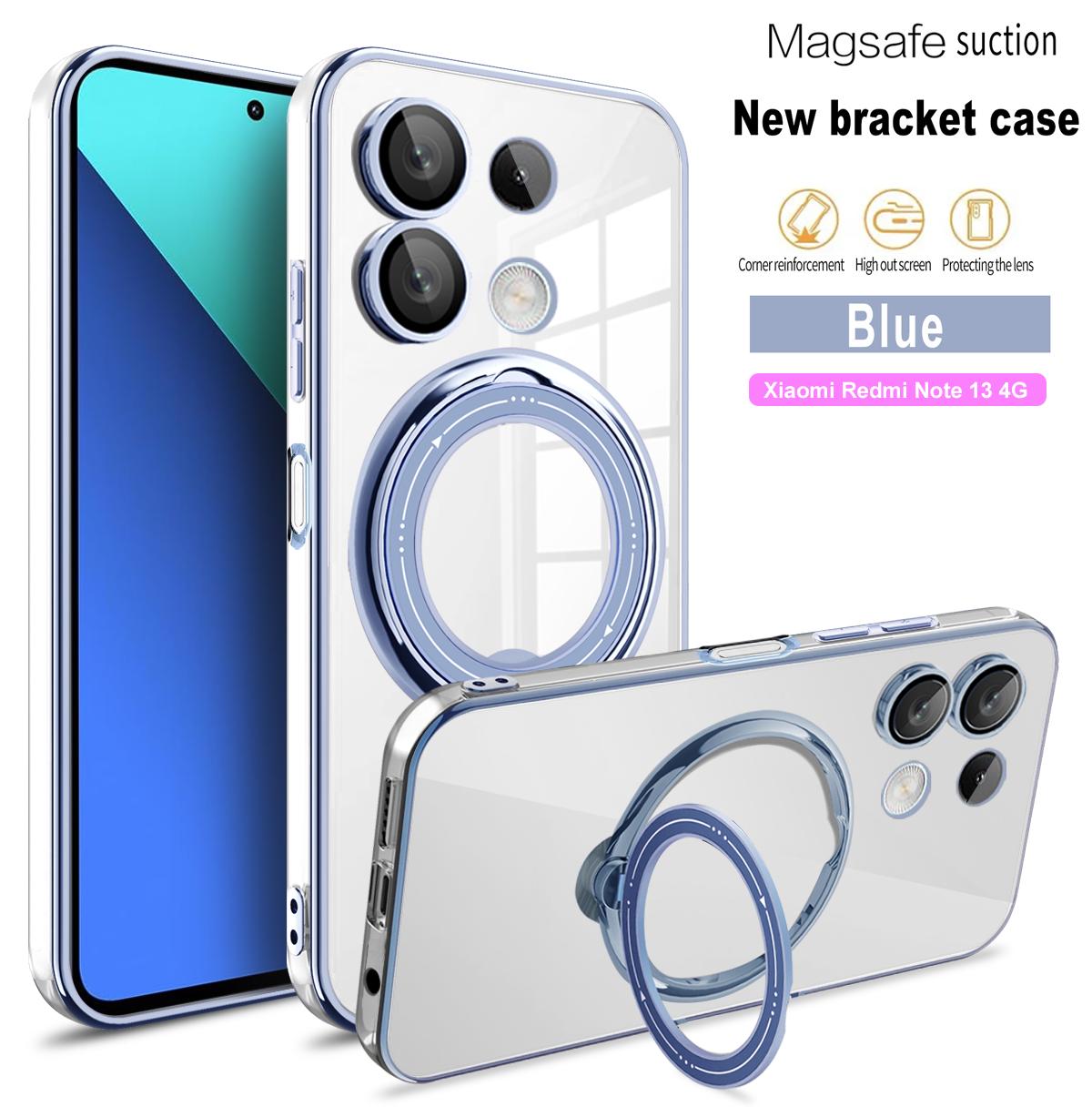 Магнитный прозрачный чехол для телефона с покрытием и кольцом для Xiaomi Redmi Note 13 — фото 11