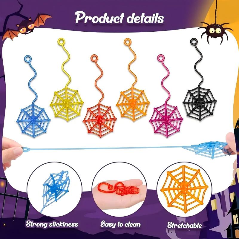 10/20pcs Sticky Spider Web Hands Party Favor Bags Long Stretchy Cobweb Sticky Toys for Kids Halloween Goodie Bag Stuffers