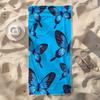 1Pc Microfiber Beach Towel Waterproof Sandproof 2D Flat Printed Blue Butterfly Summer Vacation Pool Lounge Chair Blanket Travel