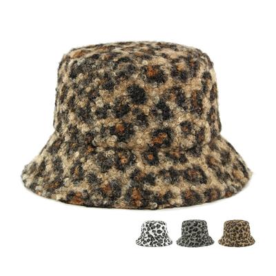 Herbst Winter Damen Leoparden Fischerhut Lammplüsch Warmer Basin Hut Sonnenschutzkappe