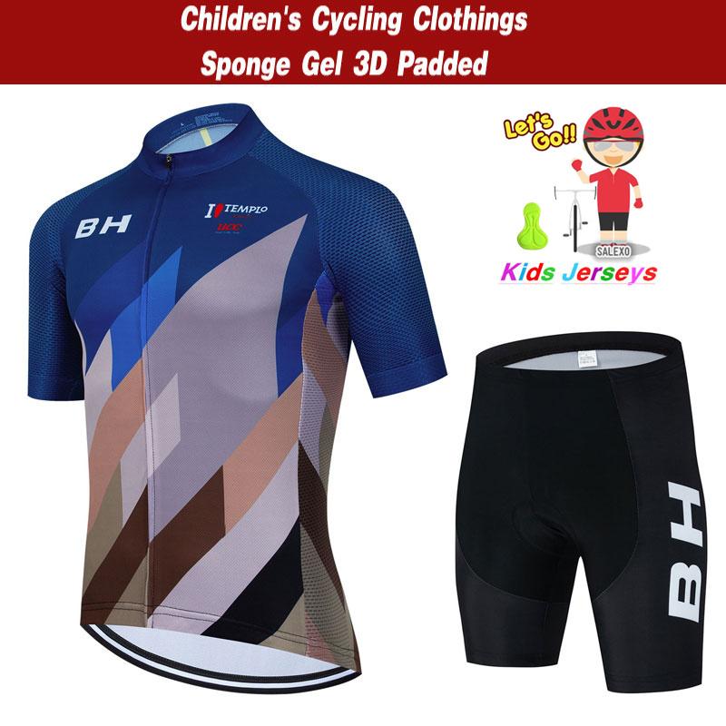 BH Kids Cycling Jersey Set Short Sleeve Children Bike Clothing Breathable Quick Dry Boys Summer Bicycle Wear Maillot Ciclismo