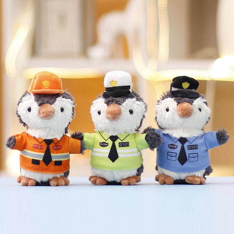 Cute Plush Toy Penguin Police Officer Doll Adorable Firefighter Penguin 14cm