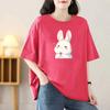 Loose Cotton Short-sleeved T-shirt Ladies Summer New Blouse Women Round Neck