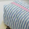 Blue Striped Quilted Women's Coin Purse - Casual Stylish Small Makeup Bag - Portable Travel Pouch for Sanitary Pads, Headphones, Earplugs, Lipstick
