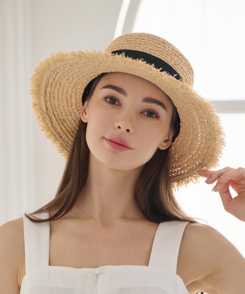 Koipeu Fringe Raffia Border Hat Cf081Ht062
