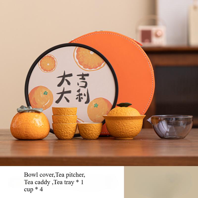 Lucky Travel Teaware Sets Tea Cup Outdoor Portable Storage Set Household Ceramic Tea Pot Gift