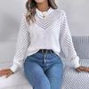 Neuankömmling Damen Sweatshirt Herbst/Winter Lässig Einfarbig Rundhalsausschnitt Schnürung Glockenärmel Pullover Damen Strickpullover