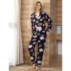 Women Leopard Print Long Sleeve Two Piece Open Front Pajama Loungewear Set