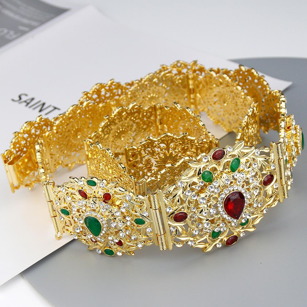 Culoare aurie Cureaua pentru talie Mireasa Bijuterii de nunta Lanț metalic de cristal Lungime reglabilă