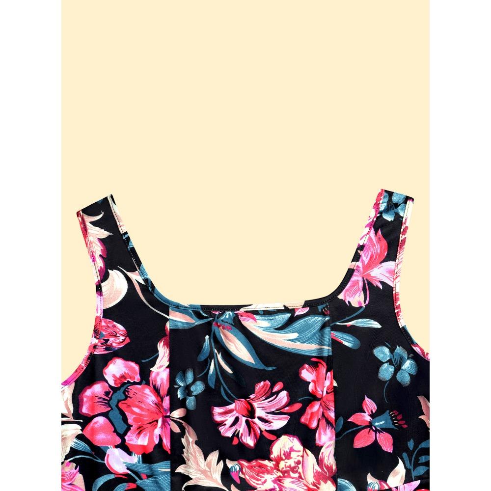 Ladies Long Dresses Women's Dresses New Fashion Printing Round Neck Sleeveless Dress XL-4XL Tops