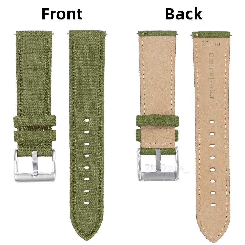 Genuine Leather Nylon Watch Band 20mm 22mm Quick Release Watch Strap for Military Rugged Thickened Ribbed Canvas Watchband Belt