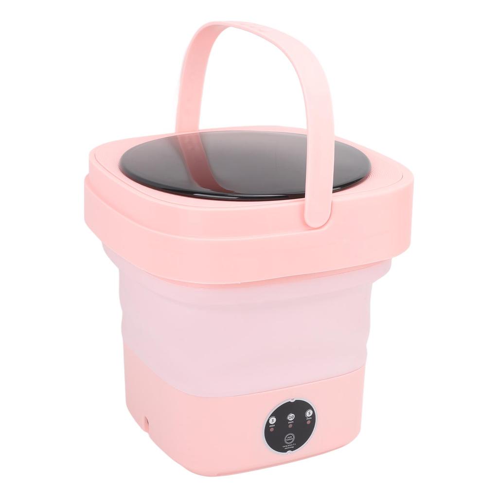 Folding Washing Machine Sakura Pink 8L 3 Modes with Drainage Basket Foldable Underwear Washer