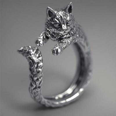 Cat Animal Rings Pár šperků Nastavitelný prsten pro muže, ženy dárek