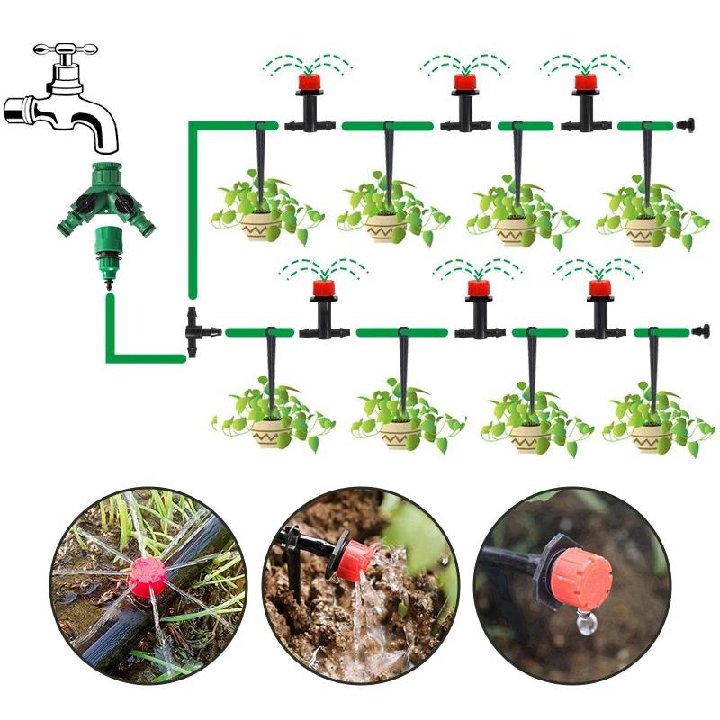 Automatic Garden Drip Irrigation Kit Adjustable Nozzles Plant Watering System For Farmland Bonsai Flowers Vegetables Greenhouse