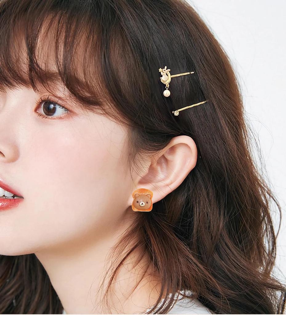 Food replica cherry blossom fun candy accessories earrings, design, earrings, design, non-pierced earrings, women's (Kuma Pan)