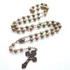 Różaniec Okrągłe Koraliki Naszyjnik Katolicki Medal Krzyż Chrystusa Krzyż Wisiorek Łańcuszek Biżuteria Religijna dla Mężczyzn Kobiet