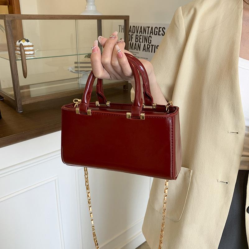 Spanish Women'S Bag Crimson Square Bag Texture Premium Mini Shoulder Messenger Handbag