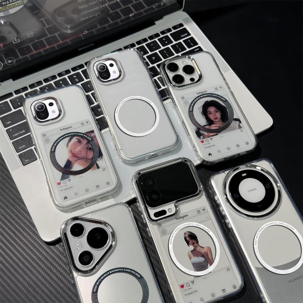 Magnetic Clear Phone Case for Xiaomi Mi 11 Lite 5G NE 5G 4G Card Insert DIY Photo Holder Soft TPU Cover