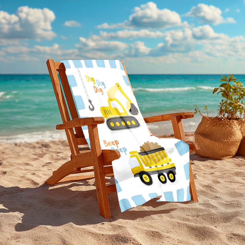 Ultra-weiches Strandtuch mit Bagger-Thema, Ideal für Pool - Camping, Tauchen - Perfekter Reisebegleiter, Lebendiges Strandtuch.