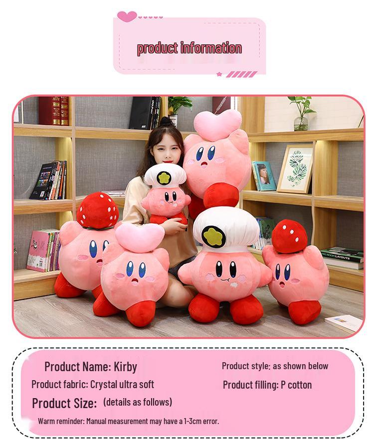 Kirby Heart Chef Plush Pillow Toy