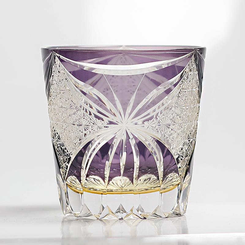 11 Oz  320Ml Luxury Handmade Purple Colored Crystal Glass Whiskey Tumbler Edo Kiriko Style Butterfly Design фиолетовый