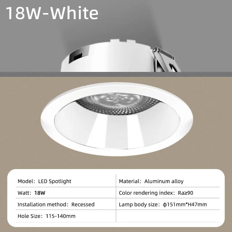 Dimmable AC90V-260V 5W9W12W18W24W30W40W LED Downlights Epistar Chip COB Recessed Ceiling Lamps Spot Lights For Home Illumination