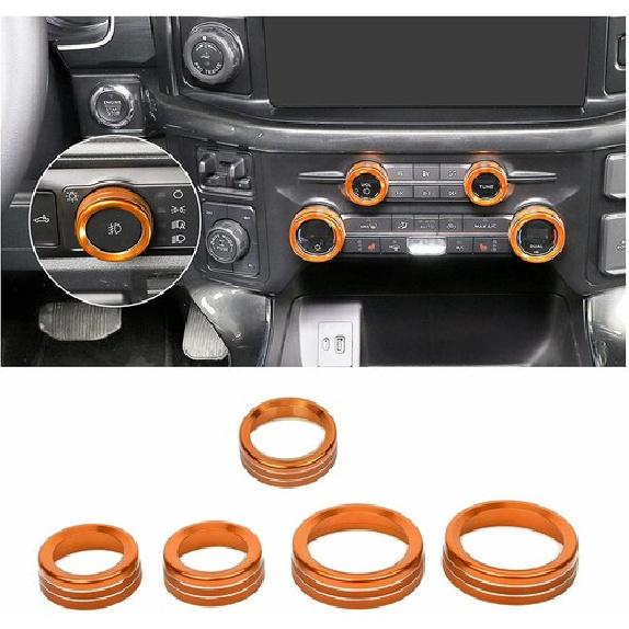 Air Conditioner Headlight Radio Switch Knob Trim Cover For Ford F150 +Orange