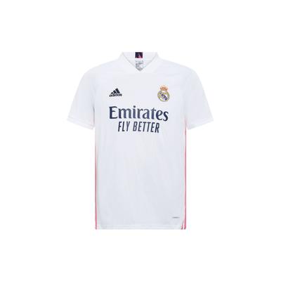Real Madrid 20-21 Season Home Jersey With Letter Logo Stripes Men Sports Football Short Sleeve Shirt White FM4735