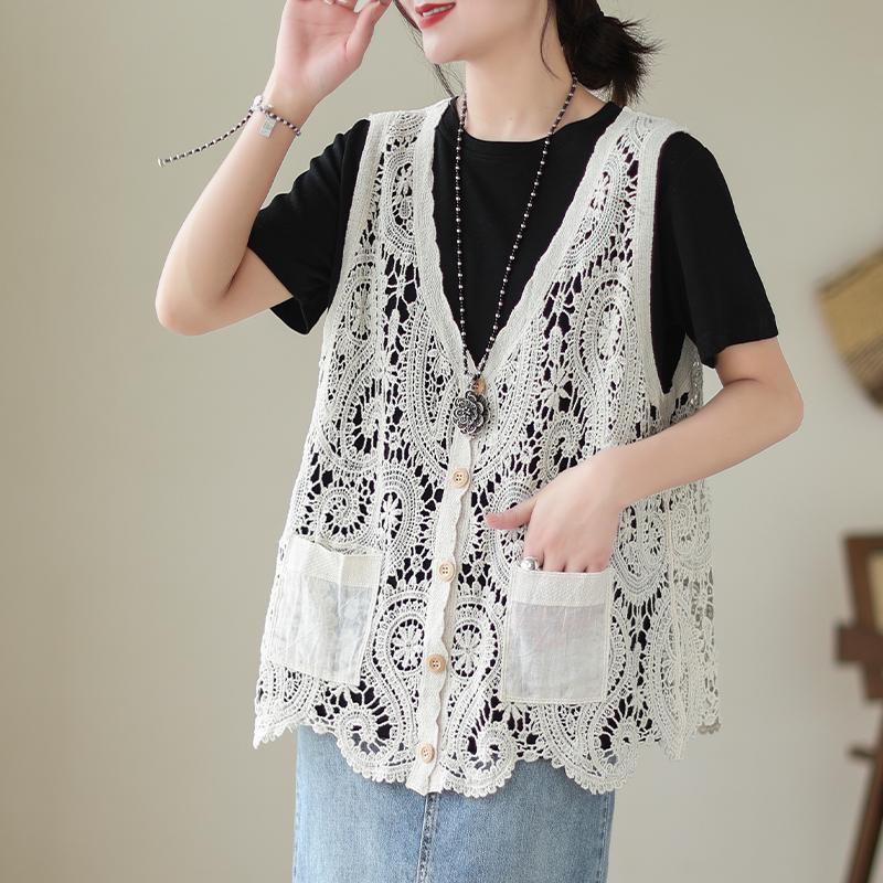 DIMANAF 2023, vestă de vară pentru femei, vestă scobită din tricot