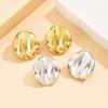 Retro Geometric Textured Stainless Steel Earrings - Irregular Round Studs for Women