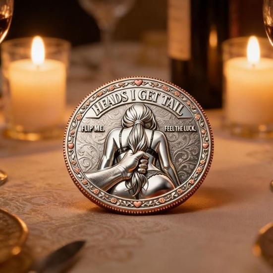 Heads I Get Tail/Tails I Get Funny Head And Head Commemorative Coin Challenge Coin Tail Double-Sided Cheeky Lucky