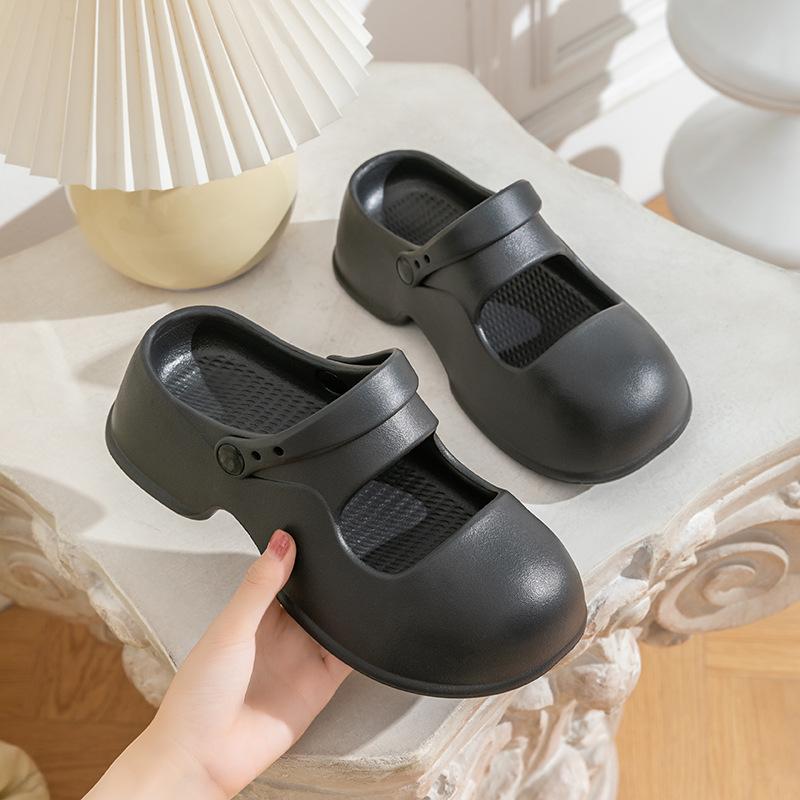 

Женские ЭВА шлепанцы с толстой подошвой, ощущение ходьбы по дерьму, для улицы, новые, домашние, нескользящие, модные, крутые тапочки, прямые продажи 40-41 чёрный