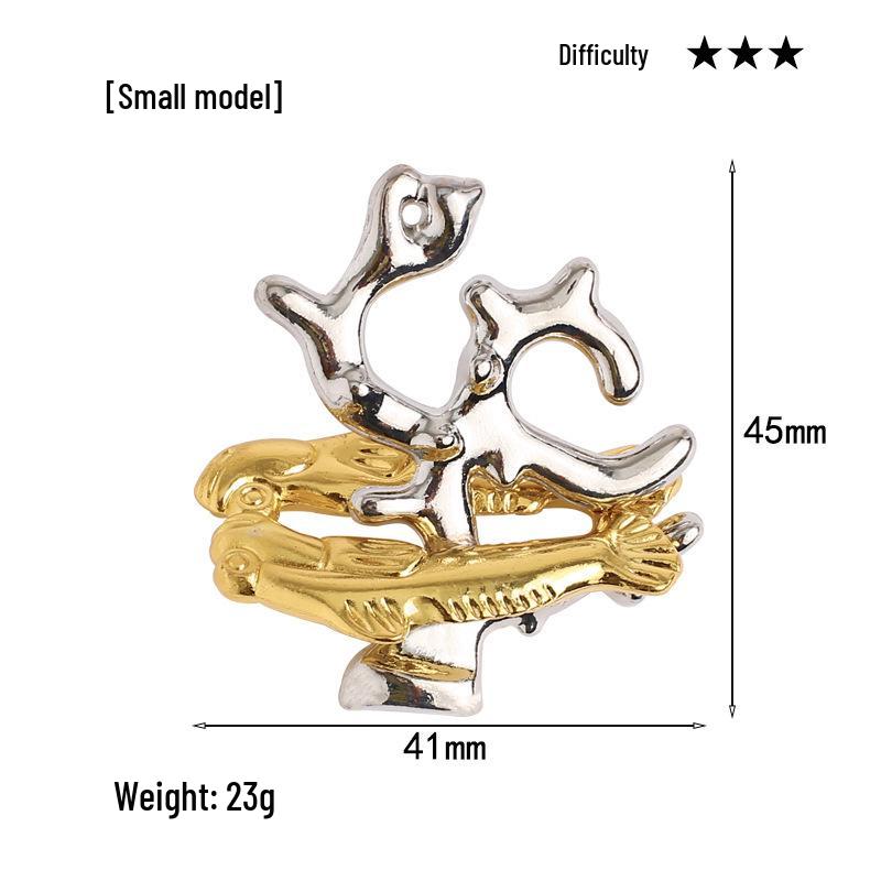 Intelligence Puzzle Zinc Alloy Disentanglement Rings - Unlock Nine Linked Rings Kongming Luban Lock Educational Toy