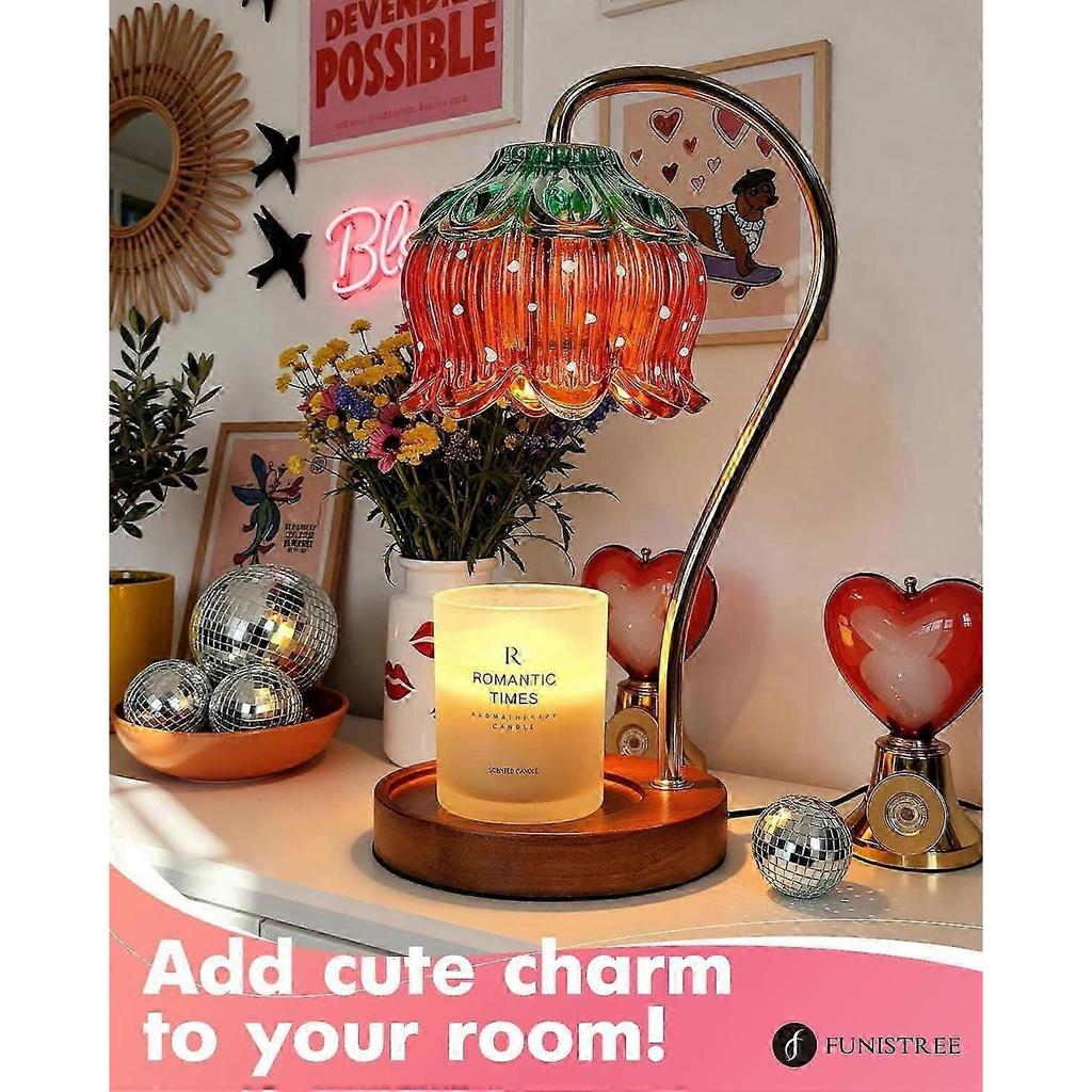 Strawberry Glass Candle Warmer Lamp with Timer and Dimmable Light for Jar Candles Gifts