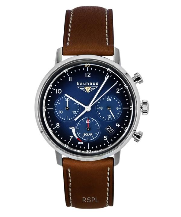 Bauhaus Chronograph Leather Strap Blue Dial Solar 20863 Women's Watch