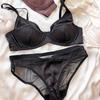 Conjunto de sujetador push up de seda de hielo para mujer, ropa interior cómoda y sexy con pechos pequeños, relleno desmontable, copa fina, sujetador, bragas íntimas
