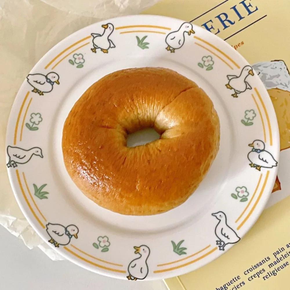 Cute Creative Porcelain Plate Korean Style Cartoon Household Tableware Breakfast Toast Plates Ceramic Kitchen Supplies 8inches