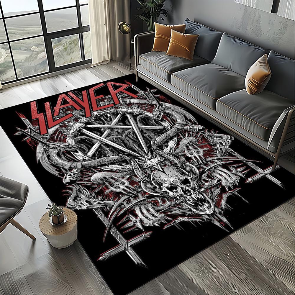 2025 New Style Slayer Heavy Metal Band Sign Carpet Rug for Living Room Bedroom Home Sofa Decoration,Kid Play Non-slip Floor Mat