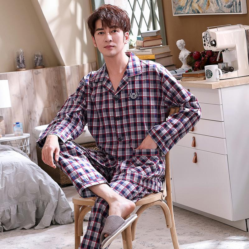 Comfortable Cotton Long Sleeve Couple Pajamas Set for All Seasons