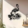 Chic Black Flamingo Palm Metal Wall Art, Modern Iron Statue Vertical Hanging for Living Room Office Bathroom Indoor Outdoor Decor Tropical Farmhouse