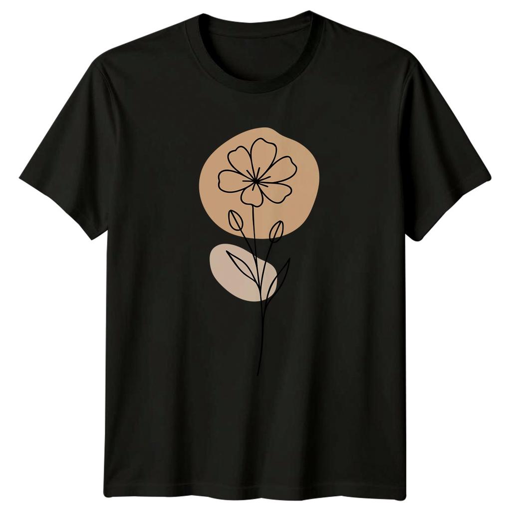 Simple Beauty Elegant Floral Design T-Shirt Line Art Flower Birthday Gift