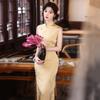 Yellow sleeveless national style new Chinese Suzhou long cheongsam improved young 1011 new women's high sense summer
