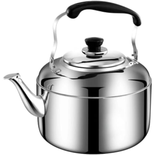 FiveLn Whistling Kettle, Large Capacity 5-10 Liters, Commercial Use, Induction Compatible, Stylish Wide-Mouth Burner, Stainless Steel, Easy to Clean,