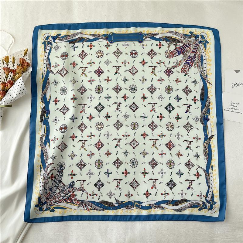 New fashion temperament silk scarf female presbyopia imitation silk scarf 71x71cm autumn and winter decorative neck protection scarf shawl