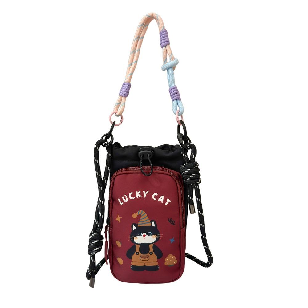 Bucket Shape Water Bottle Bag Dopamine Style Shoulder Bag Trendy Phone Pouch Outdoor Travel красный