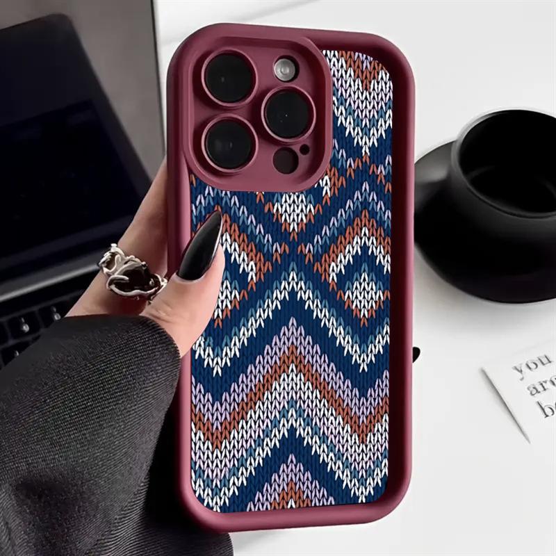 Bohemian Style Sweater Pattern Phone Case For iPhone 16 15 14 13 12 11 Pro Max X XS XR 7 8 Plus Fashion Shockproof Back Cover