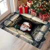 VIKAMA 3D Visueller Effekt Weihnachtsmann Teppich Rutschfest Saugfähig Innen Außen Fußmatte Weihnachtsdekor Teppich Heimdekoration